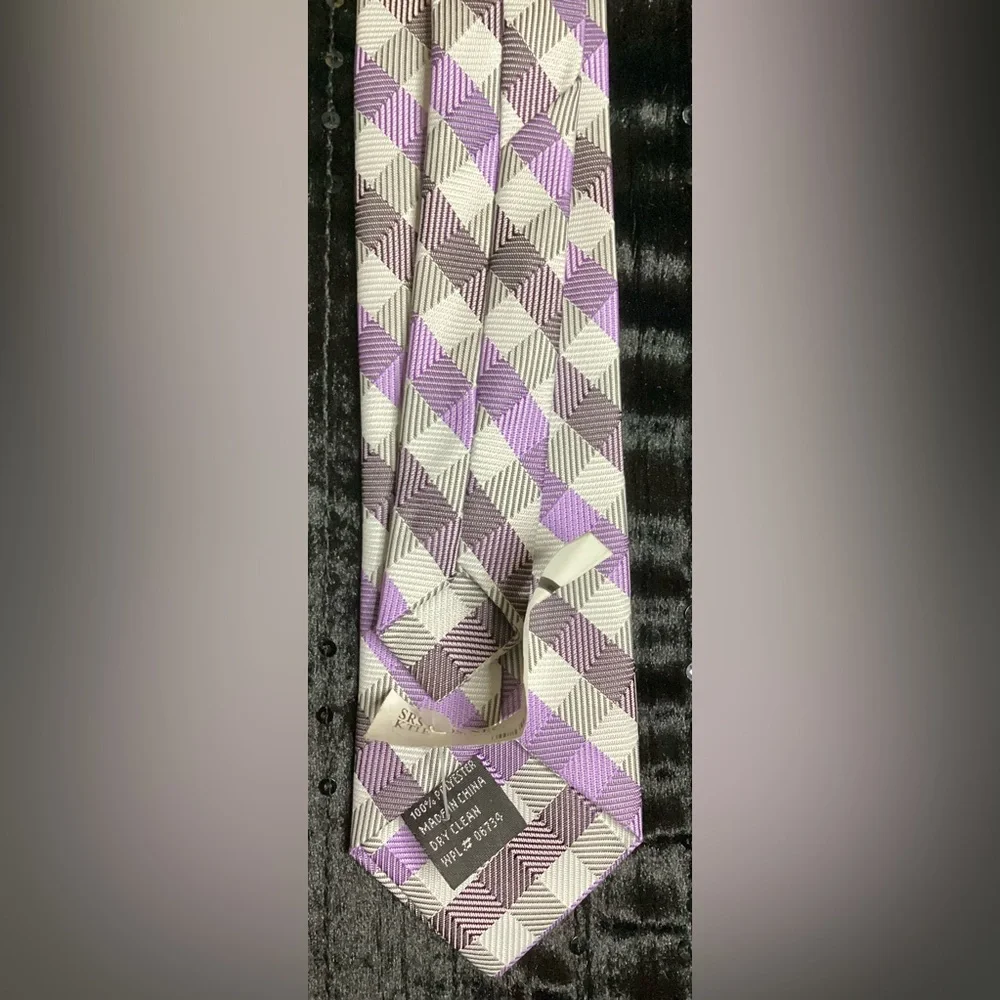 Sears Purple and Gray Kids Checkered Clip On Tie